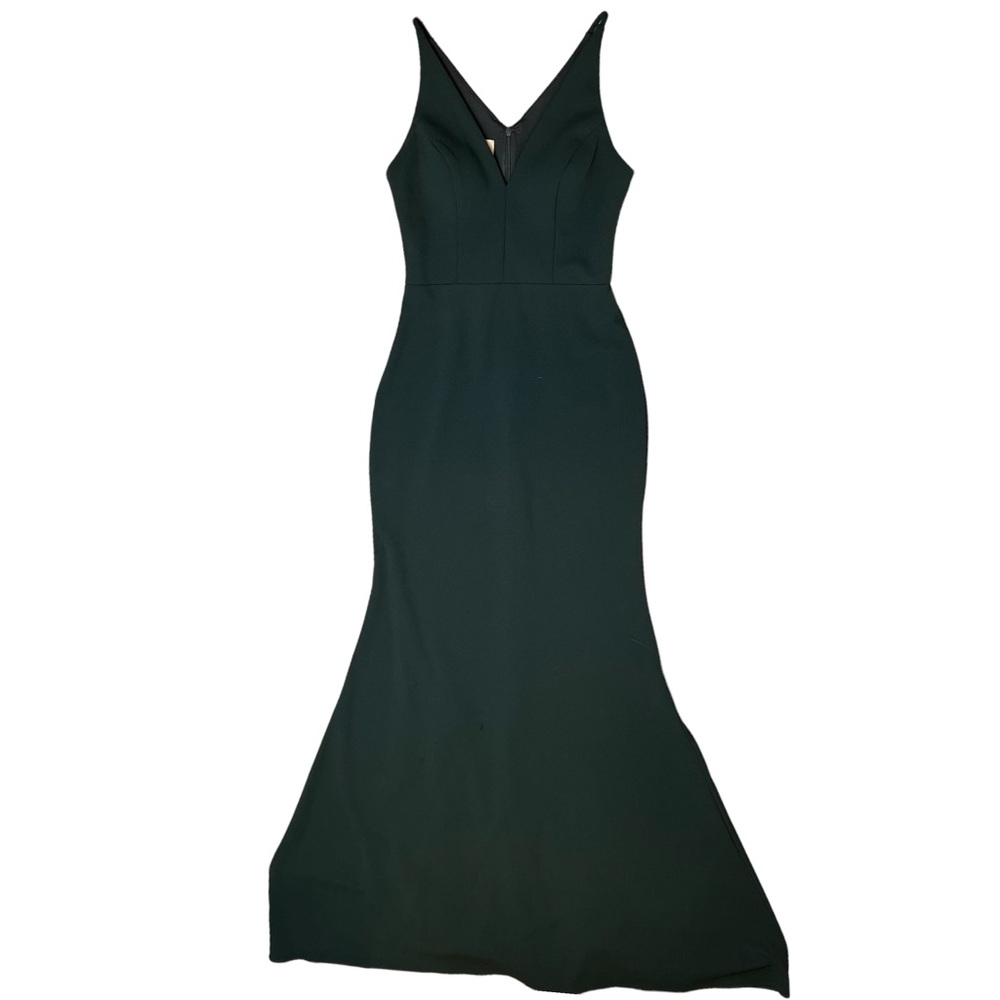 BHLDN Formal Dress Gown Sz 4 Green Mermaid V Neck Padded Bust Lined Zip